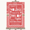 Red Winter Friends Of The Bride Groom Seating Personalised Wedding Sign