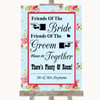 Shabby Chic Floral Friends Of The Bride Groom Seating Personalised Wedding Sign