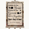 Vintage Friends Of The Bride Groom Seating Personalised Wedding Sign