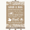 Burlap & Lace Grab A Bag Candy Buffet Cart Sweets Personalised Wedding Sign