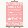 Coral Burlap & Lace Grab A Bag Candy Buffet Cart Sweets Wedding Sign