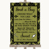 Olive Green Damask Grab A Bag Candy Buffet Cart Sweets Personalised Wedding Sign