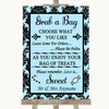 Sky Blue Damask Grab A Bag Candy Buffet Cart Sweets Personalised Wedding Sign