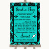 Turquoise Damask Grab A Bag Candy Buffet Cart Sweets Personalised Wedding Sign