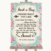 Vintage Shabby Chic Rose Grab A Bag Candy Buffet Cart Sweets Wedding Sign
