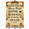 Autumn Vintage Guestbook Advice and Wishes Gay Personalised Wedding Sign
