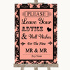 Coral Damask Guestbook Advice & Wishes Gay Personalised Wedding Sign