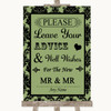 Sage Green Damask Guestbook Advice & Wishes Gay Personalised Wedding Sign