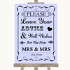 Lilac Guestbook Advice & Wishes Lesbian Personalised Wedding Sign