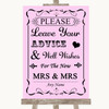 Pink Guestbook Advice & Wishes Lesbian Personalised Wedding Sign