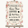 Vintage Roses Guestbook Advice & Wishes Lesbian Personalised Wedding Sign