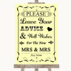 Yellow Guestbook Advice and Wishes Lesbian Personalised Wedding Sign Yellow Guestbook Advice and Wishes Lesbian Personalised Wedding Sign