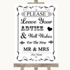 Black & White Guestbook Advice & Wishes Mr & Mrs Personalised Wedding Sign