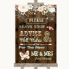 Rustic Floral Wood Guestbook Advice & Wishes Mr & Mrs Personalised Wedding Sign