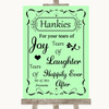 Green Hankies And Tissues Personalised Wedding Sign
