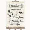 Shabby Chic Ivory Hankies And Tissues Personalised Wedding Sign