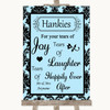 Sky Blue Damask Hankies And Tissues Personalised Wedding Sign