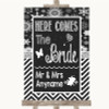 Chalk Winter Here Comes Bride Aisle Sign Personalised Wedding Sign
