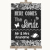Dark Grey Burlap & Lace Here Comes Bride Aisle Sign Personalised Wedding Sign