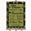 Olive Green Damask I Love You Message For Mum Personalised Wedding Sign