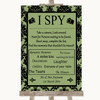 Sage Green Damask I Spy Disposable Camera Personalised Wedding Sign