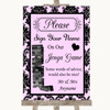 Baby Pink Damask Jenga Guest Book Personalised Wedding Sign