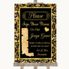Black & Gold Damask Jenga Guest Book Personalised Wedding Sign