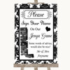 Black & White Damask Jenga Guest Book Personalised Wedding Sign