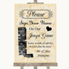 Cream Roses Jenga Guest Book Personalised Wedding Sign