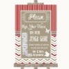 Red and Grey Winter Jenga Guest Book Personalised Wedding Sign
