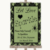 Sage Green Damask Let Love Sparkle Sparkler Send Off Personalised Wedding Sign