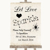 Shabby Chic Ivory Let Love Sparkle Sparkler Send Off Personalised Wedding Sign