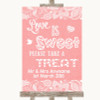 Coral Burlap & Lace Love Is Sweet Take A Treat Candy Buffet Wedding Sign