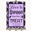 Lilac Damask Love Is Sweet Take A Treat Candy Buffet Personalised Wedding Sign