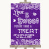 Purple Burlap & Lace Love Is Sweet Take A Treat Candy Buffet Wedding Sign