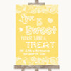 Yellow Burlap & Lace Love Is Sweet Take A Treat Candy Buffet Wedding Sign