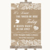 Burlap & Lace Loved Ones In Heaven Personalised Wedding Sign