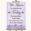 Lilac Shabby Chic Loved Ones In Heaven Personalised Wedding Sign