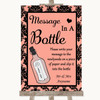 Coral Damask Message In A Bottle Personalised Wedding Sign