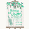 Green Rustic Wood Message In A Bottle Personalised Wedding Sign