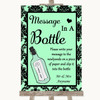Mint Green Damask Message In A Bottle Personalised Wedding Sign