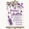 Purple Rustic Wood Message In A Bottle Personalised Wedding Sign