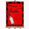 Red Damask Message In A Bottle Personalised Wedding Sign
