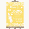 Yellow Burlap and Lace Message In A Bottle Personalised Wedding Sign