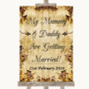 Autumn Vintage Mummy Daddy Getting Married Personalised Wedding Sign