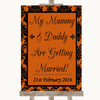 Burnt Orange Damask Mummy Daddy Getting Married Personalised Wedding Sign