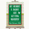 Red & Green Winter Mummy Daddy Getting Married Personalised Wedding Sign
