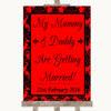 Red Damask Mummy Daddy Getting Married Personalised Wedding Sign