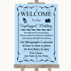 Blue No Phone Camera Unplugged Personalised Wedding Sign