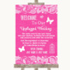 Bright Pink Burlap and Lace No Phone Camera Unplugged Personalised Wedding Sign